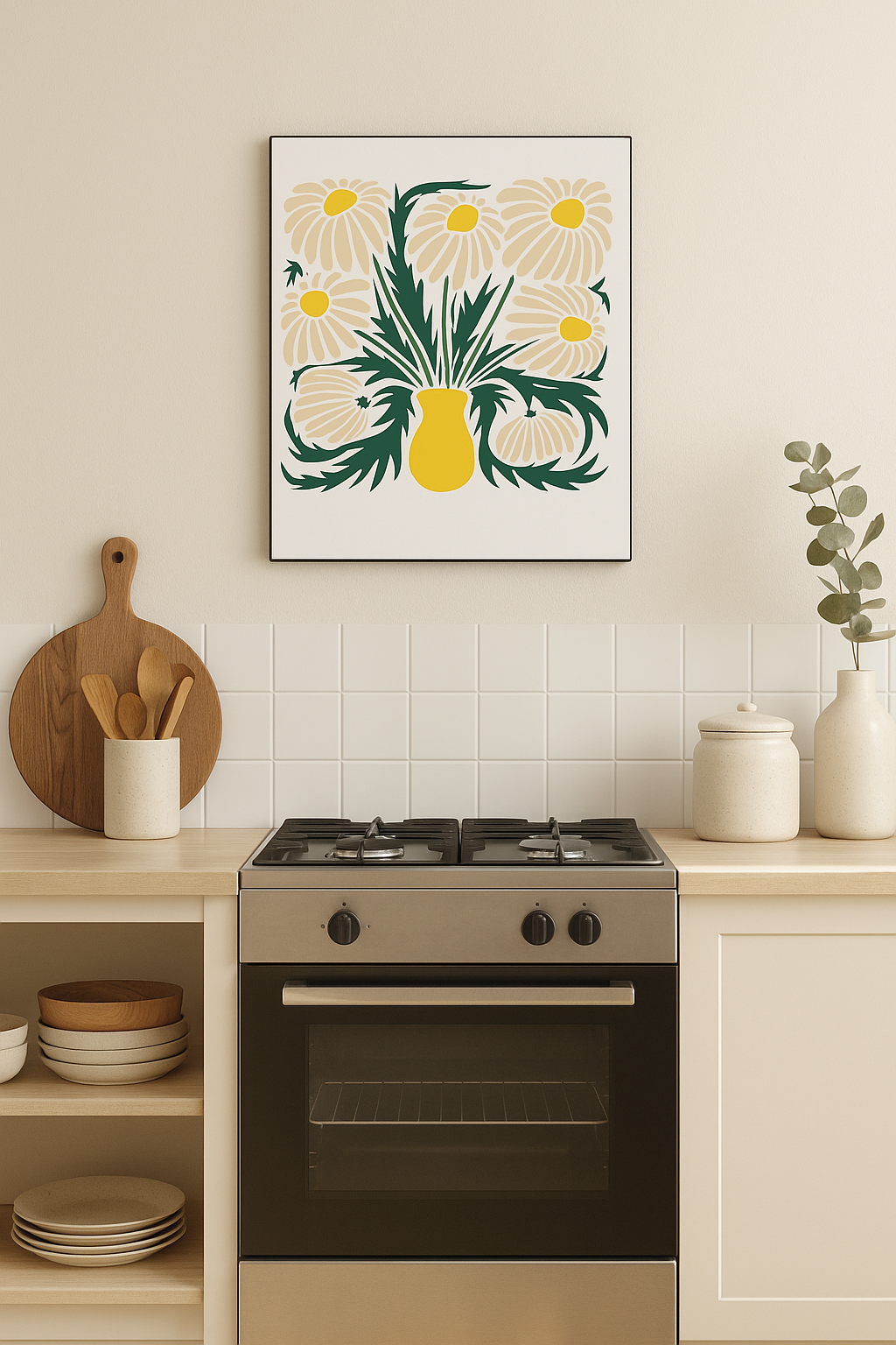 Daisy Bloom Wall Art – Retro Floral Wall Art