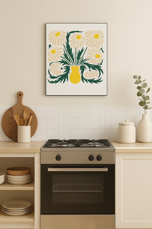 Daisy Bloom Wall Art – Retro Floral Wall Art