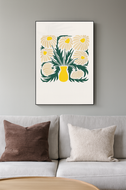 Daisy Bloom Wall Art – Retro Floral Wall Art