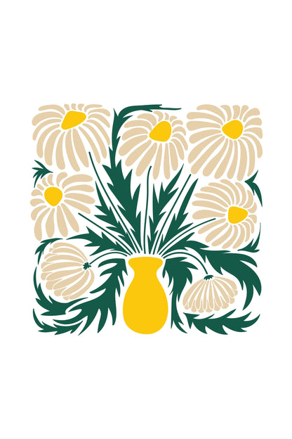 Daisy Bloom Wall Art – Retro Floral Wall Art