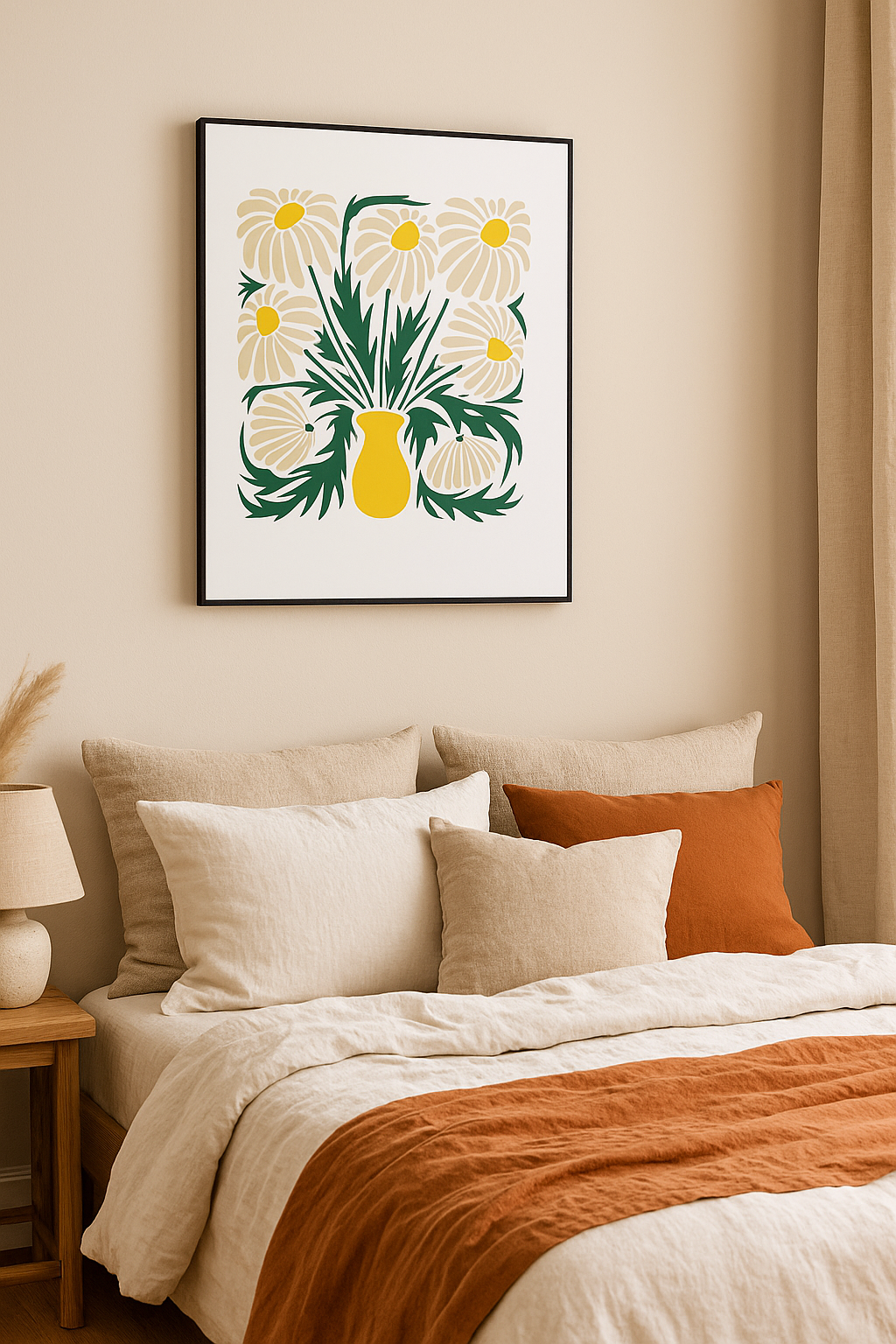 Daisy Bloom Wall Art – Retro Floral Wall Art
