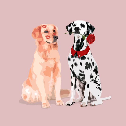 Puppy Love Duo – Dalmatian & Golden Retriever Wall Art